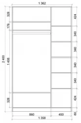 Шкаф-купе белый лдсп Хит-24-14-77 Орхидея Белая шагрень