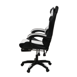 Кресло 908 KINGQUEEN цвет черный/белый с массажем и подсветкой 908-black-white-mass