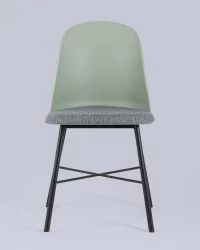 Стул пластиковый Shell с мягким сиденьем Серо-зеленый
