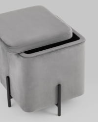 Пуф Грейс квадрат с ящиком велюр Серый