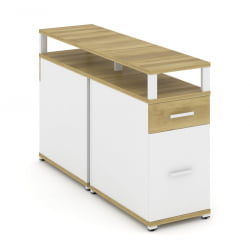 Тумба двухсторонняя опорная приставная с ящиком, распашным фасадом и надставкой CONCEPT CN.DTGO-006 B/W Дуб Винченцо Белый бриллиант Белый