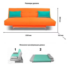 Диван дсп (лдсп) MANGO 2 (2 категория) Бирюзовый Оранжевый