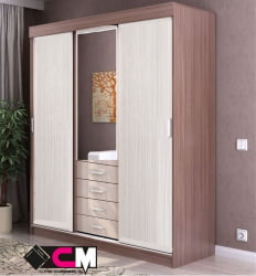 Шкаф-купе коричневый Лидер 3 Ясень шимо темный-светлый