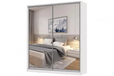 Белый шкаф-купе с зеркалом Виктория 1800х584х2300, Белый 18ДЗДЗ-ППШШ-Б 310-663