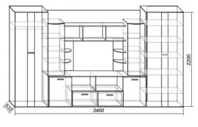 Стенка Элегия Венге/дуб беленый