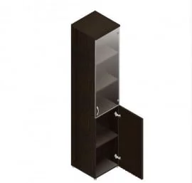 Шкаф для документов узкий с прозрачными стеклами Р.П-2СБ Венге