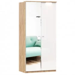 Шкаф двухстворчатый с зеркалом Фиджи ЛД 659.239.000 Дуб Золотой Белый