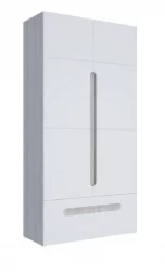 Шкаф двустворчатый с ящиками Палермо Юниор 07 Ясень шимо светлый Белый глянец