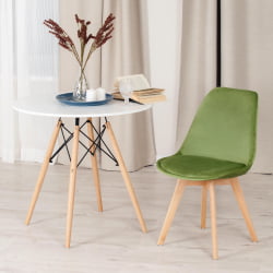 Стул TULIP SOFT (mod. 74) вельвет/дерево , 54 х 47 х 83 см , зеленый (HLR 54)/натуральный