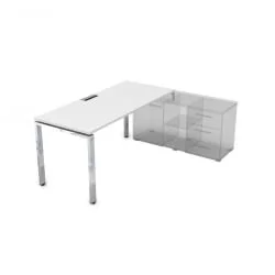 Стол рабочий, прямолинейный три опоры, правый GLOSS LINE НСТП-П.974 Белый Премиум