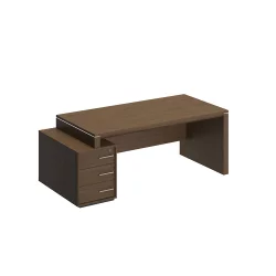 Стол руководителя левый на опорной тумбе малой VELAR ВЛ 146 ДТ Дуб табачный