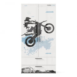 Шкаф комбинированный Мотокросс ЛД 535.040.000 Серый шелк с фотопечатью