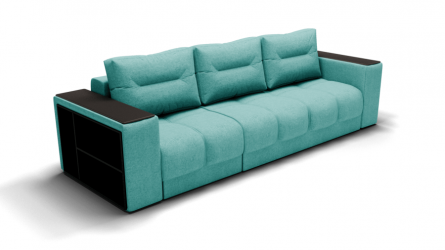 Диван Барон- 2 трансформер угловой (ЗР) Цвет фасада: Бирюзовый; Тип: Прямой; Материал фасада: Металл/Велюр