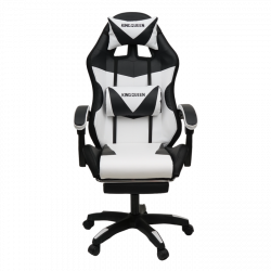 Кресло 1209 KINGQUEEN, цвет черный/белый с подсветкой, 1209-black-white-mass-led