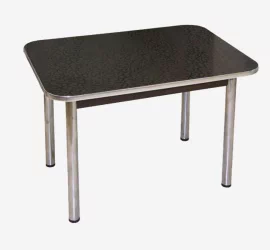 Обеденный стол обеденный Былина Черные цветы матовые/Хром