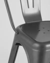 Стул TOLIX с высокой спинкой Серебристый матовый