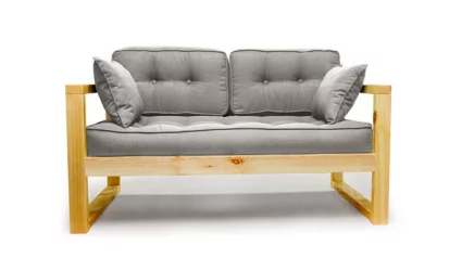 Диван двухместный DEmoku Д-2 серый-натуральный
