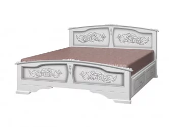 Кровать Елена 200х140 с выкатными ящиками Белый жемчуг