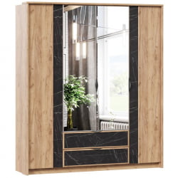 Шкаф четырехстворчатый Шелли ЛД 692.010.000 Дуб золотой Камень Пьетра чёрный