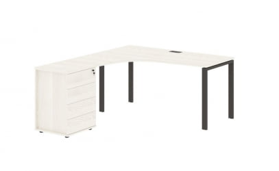 Стол эргономичный с тумбой левый EDIS EUCET 1518 L Ясень Траун Мокко