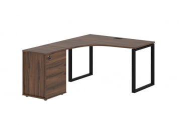 Стол эргономичный с тумбой левый EDIS EQCET 1318 L Дуб Денвер темный Черный