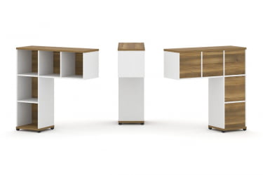 Надставка на стол низкая односторонняя + задняя стенка 5шт. CONCEPT CN.ONN-001 Сандал Янтарный Белый бриллиант Черный металл