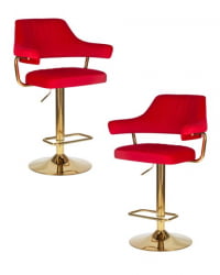 Стул барный DOBRIN CHARLY GOLD (красный велюр (MJ9-45)) 2 шт