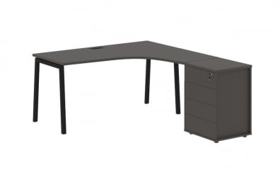 Стол эргономичный с тумбой (правый) EDIS ELCET 1518 R Мокко Черный