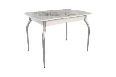 Стол обеденный раздвижной Танго Белый-Орхидея