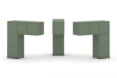 Надставка на стол низкая двухсторонняя + задняя стенка (5 шт.) + блок с 1-м ящиком (2 шт.) + распашной фасад (3 шт.) CОНCЕПТ CН.ДНН-006 Кобо Черный металл / CONCEPT CN.DNN-006