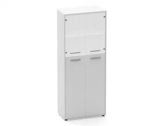 Шкаф 4 широкий верх стеклянные двери, низ закрытый Дека 10.19.191 Белый / Deka