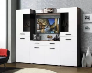 Набор мебели для гостиной Грация 1.8 с комодом с 2-мя ящиками и 2-мя дверями МДФ матовый Венге/Венге шелк