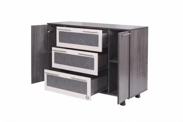 Комод Элена Лайт 7 Ясень Черный Бодега Белый