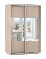 Шкаф-купе со стеклом Экспресс Дуо Комби 1400х2400h Дуб молочный