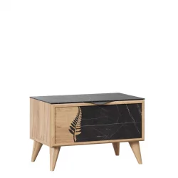 Тумба прикроватная левая Шелли ЛД 692.050.000 Дуб золотой Камень Пьетра чёрный