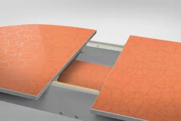 Стол обеденный Универсальный 32мм ХРОМ мет.напр. 3 кат. 1005 8510 цветы ЛДСП дуб выбеленный