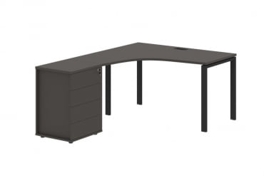 Стол эргономичный с тумбой левый ЕДИС ЕУCЕТ 1318 Л Мокко Черный / EDIS EUCET L