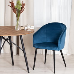 Кресло LA FONTAIN (mod. 004) вельвет/металл, 60 х 57 х 84 см , синий (HLR 63)/черный