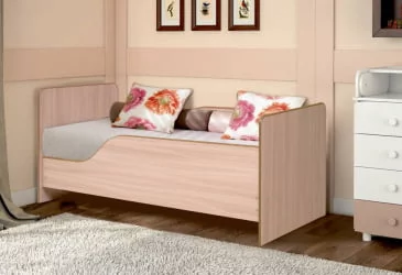 Детская кровать для мальчика с бортом Малышка №1 600*1400 Дуб молочный