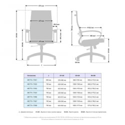 Кресло офисное МЕТТА B 2b 19/K130, Основание 17834 Комплект 3 Темно-серое