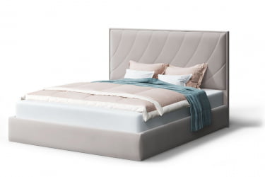 Кровать СОФИЯ 2000*1400мм (без опор), велюр NEO 02 (бежевый), (б/основания, б/матраса)