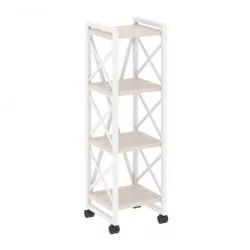 Стеллаж на колесных опорах - 4 полки LOFT  VR.L-MST.K-4.4 Металл белый Денвер светлый
