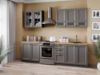 Кухонный гарнитур Амели-3 №2 Черный Оникс серый