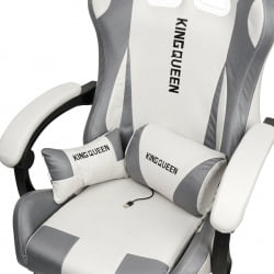 Геймерское кресло 1208, замша, цвет бело-серый с массажем, арт 1208-White-Grey