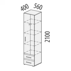 Шкаф для одежды с полками и штангой Фреска 66.16 (лев/прав)