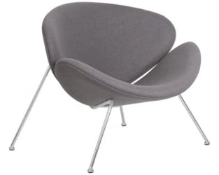 Кресло дизайнерское DOBRIN EMILY (серая ткань AF7, хромированная сталь) 2 шт