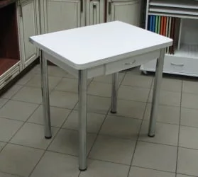 Стол обеденный Ломберный с ящ ХРОМ 1 кат. 4030 мат ЛДСП Белый