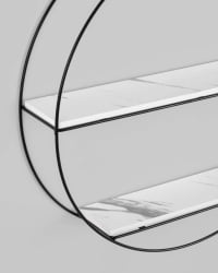 Полка Luna черная Белый мрамор