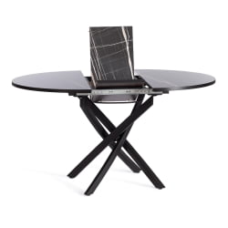 Раздвижной стол MANZANA ЛДСП/HPL/металл, 100 х 100+30 х 75 см, Мрамор черный/черный