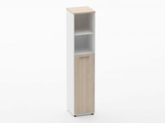Шкаф 4 узкий  2 полки открытые, 3 полки закрытые Deka 10.19.13Пр Туя/Белый